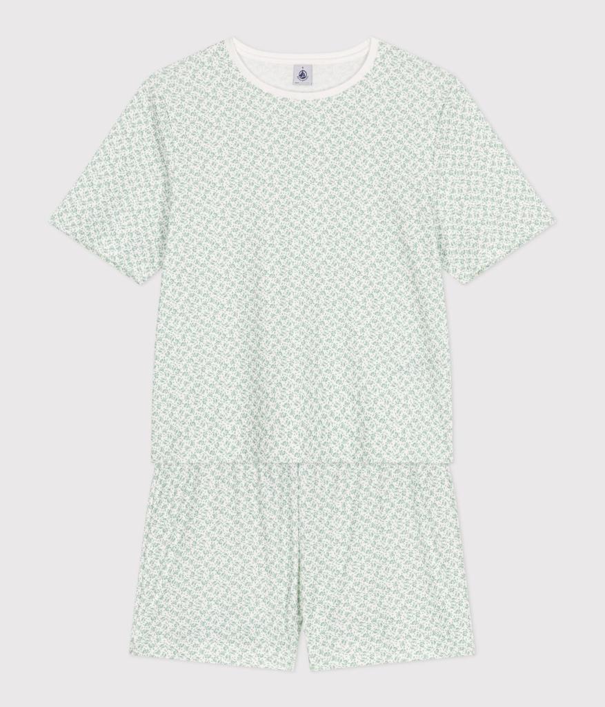 Petit Bateau Short Sleeve Pajamas A0D83 Green XS Off-White/Light