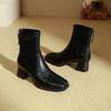 Женские зимние ботинки ботильоны 2025 новые на высоком каблуке короткие ботинки женские коричневые ботинки мартин квадратный носок облегающие ботинки толстый каблук