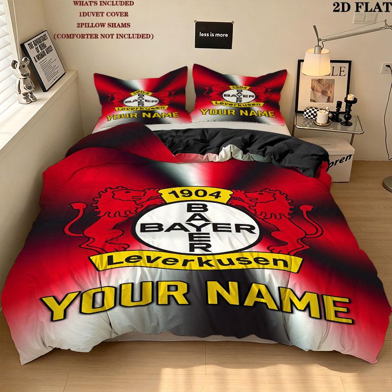 Custom Bayer Leverkusen Bedding Quilt Set Quilt Cover Pillowcase Home Decoration Birthday Gift (1 * duvet cover + 2 * pillowcase, without core)