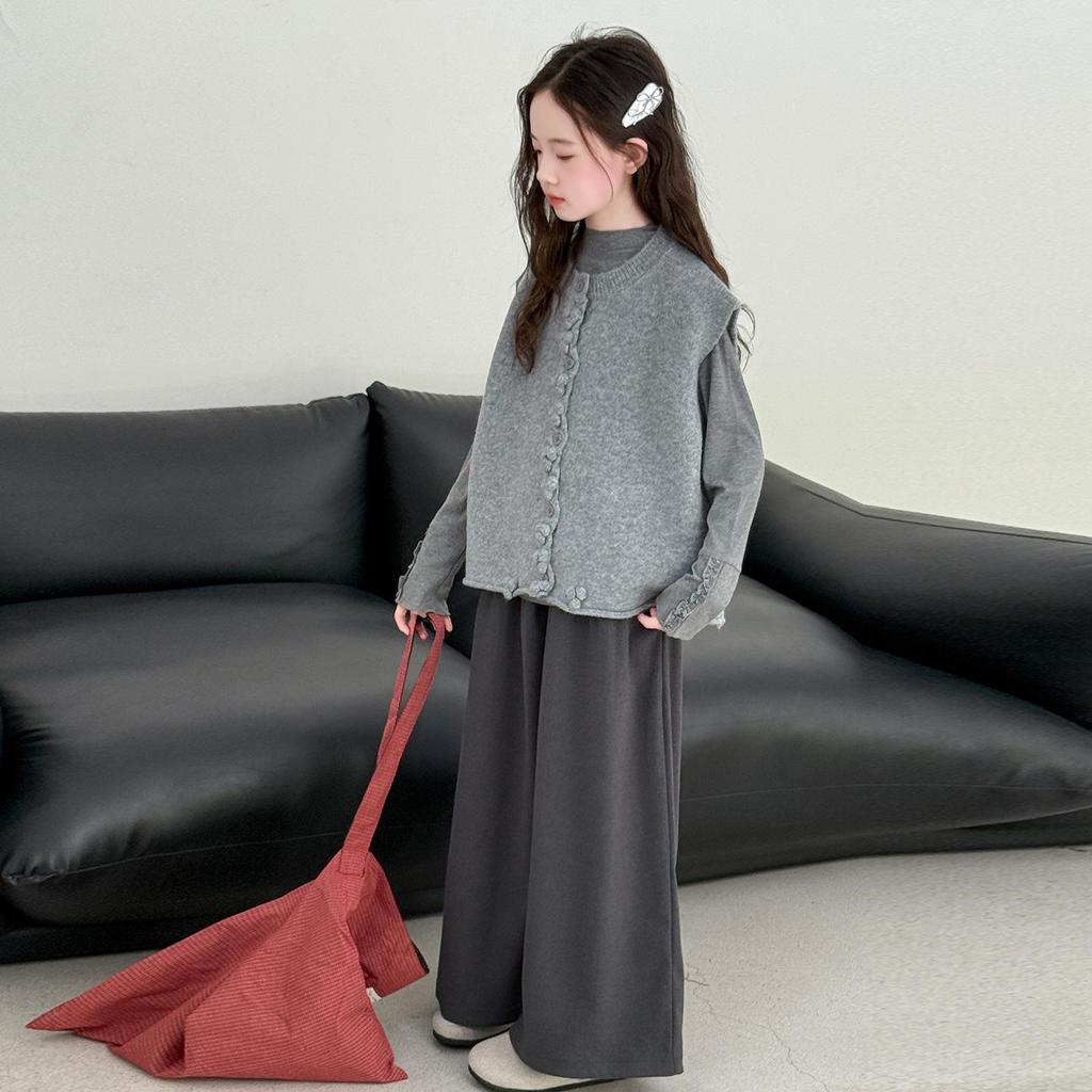 Девочки Корейский Стиль Комплект из Трех Вещей Осенняя Мода 2025 – Стильный Повседневный Наряд для Старших Девочек