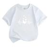Kids Boys Girls 100% Cotton Crew Neck Short Sleeve T-Shirt, Cute Heartbeat Line Butterfly Print Casual Soft Breathable Summer Tee for Daily Wear