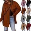 Fashion Women Fall And Winter Solid Color Button Coat Jacket Casual Loose Fleece Sweater Coat
