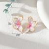 2026 New Trendy Pink Gradient Drip Oil Flower Stud Earrings for Women Temperament Metal Butterfly Earrings Fashion Jewelry Gifts