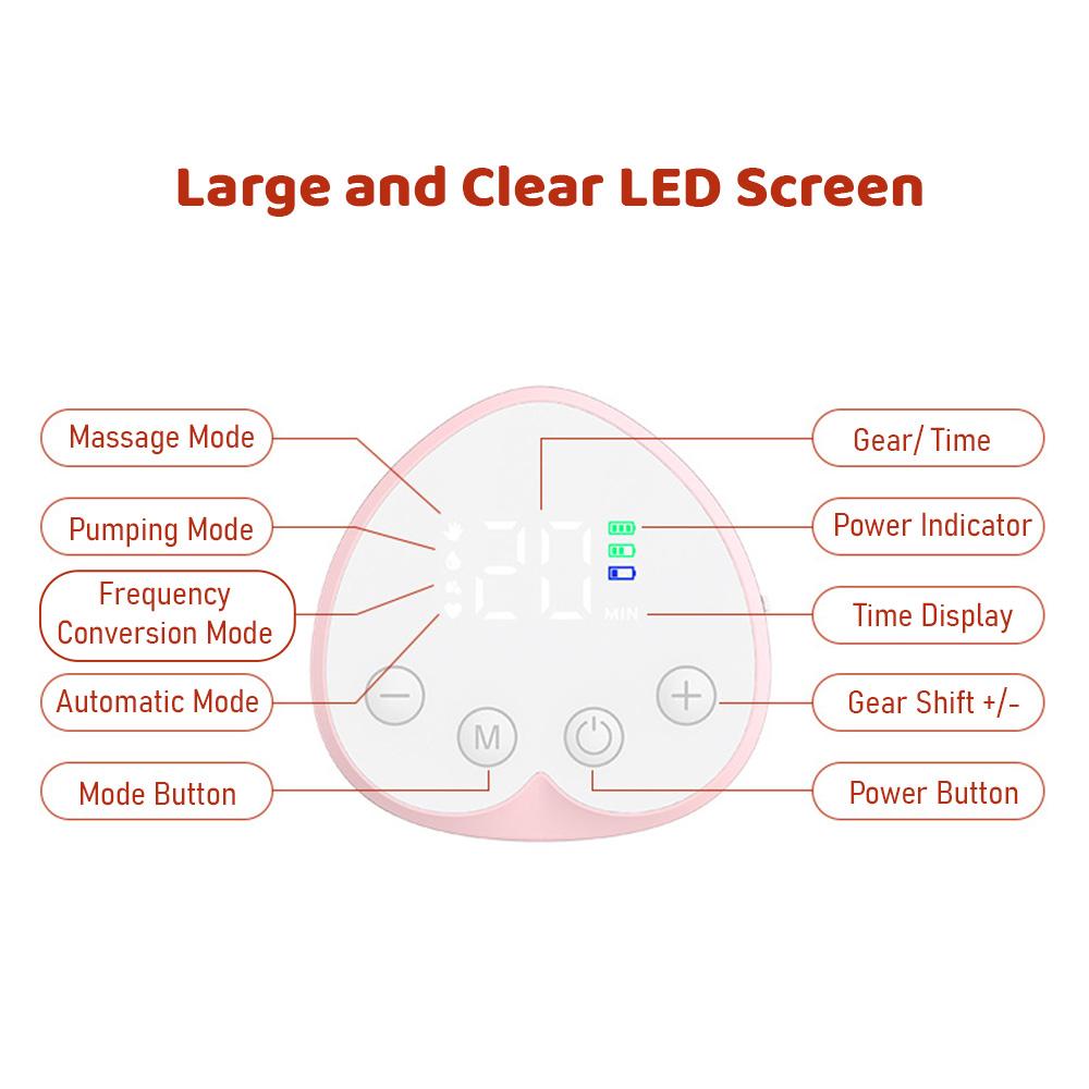 Переносной молокоотсос Электрический молокоотсос без помощи рук для грудного вскармливания 4 режима 12 Низкий уровень всасывания