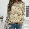 Women's Printed Casual Loose Knit Sweater Long Sleeve Pullover Patterned Top