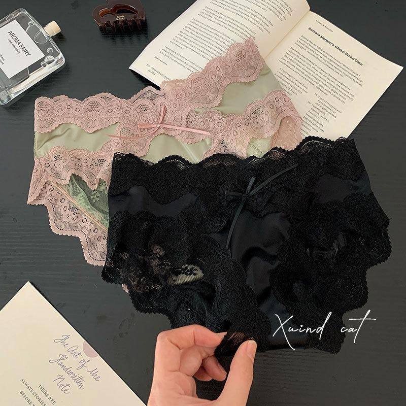 Женское новое сексуальное нижнее белье средней талии из чистого хлопка с кружевной кромкой, дышащее, не оставляющее следов, легкое, высококачественное нижнее белье