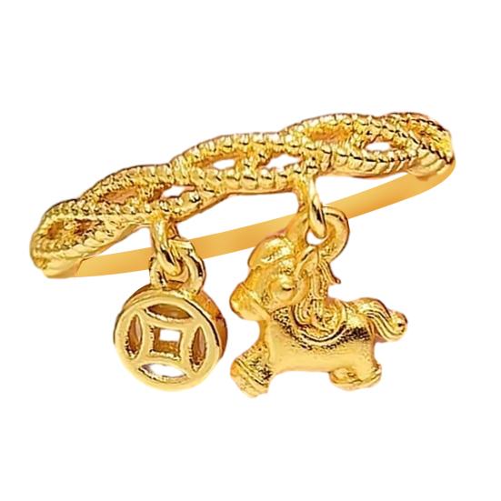 1/2 шт. Кольцо на палец Голова лошади Дизайн денег Женское кольцо 2026 Год лошади Открывающееся регулируемое кольцо Ювелирные аксессуары