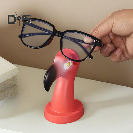 Держатель для очков Фламинго, подставка для очков, статуэтка животного из смолы, украшение для рабочего стола, прочная нескользящая стойка для очков