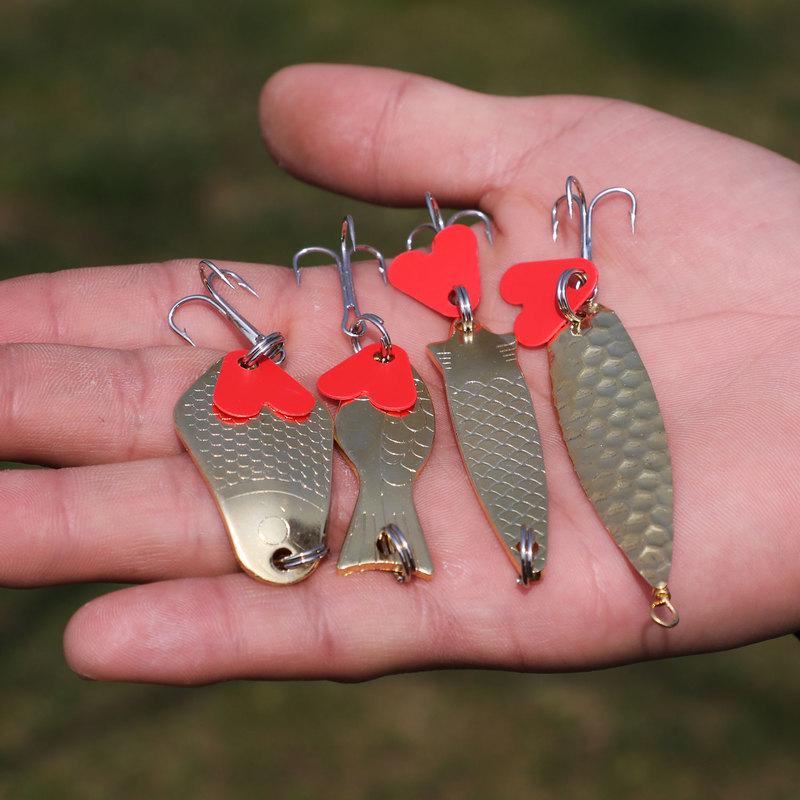 Рыболовные приманки Металлические спиннинговые рыболовные приманки 4 шт. Золотые приманки для морской рыбалки на открытом воздухе, окуня