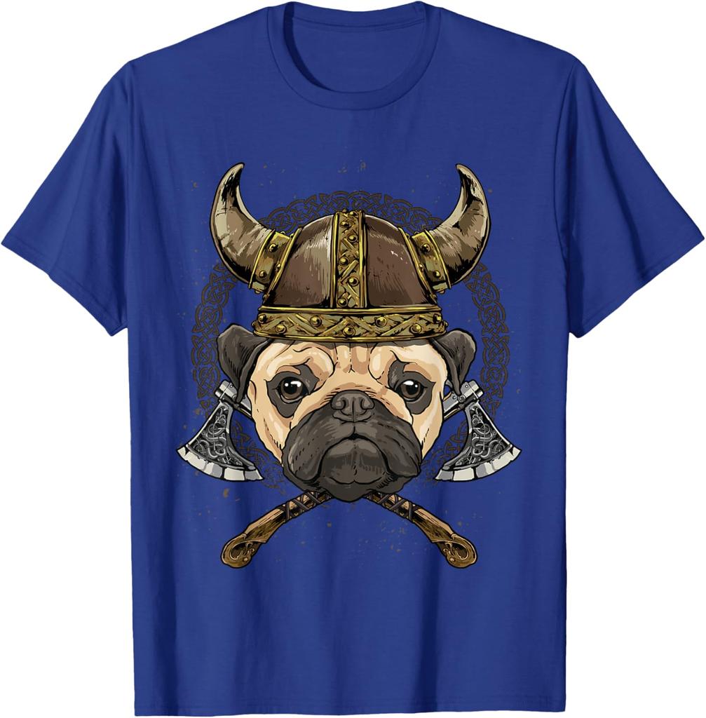 Pug Nordic Warrior Norse Pagan Valhalla Dog Lover TShirt 100 Cotton ONeck Short Sleeve Summer Casual Unisexs Tshirt Streetwear