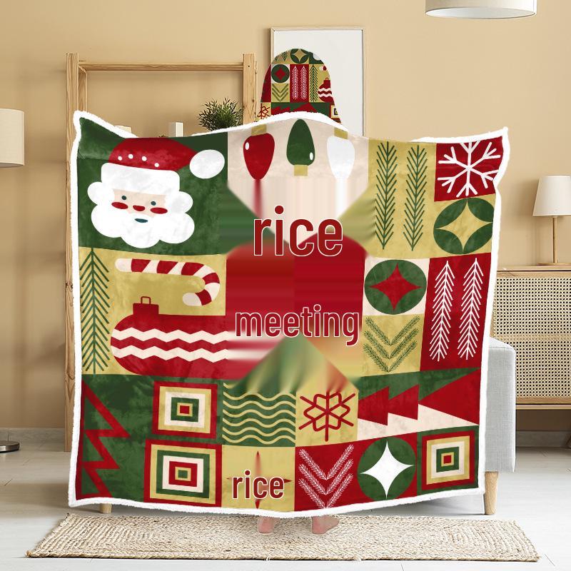 Christmas Festival Wearable Hooded Flannel Blanket Shawl