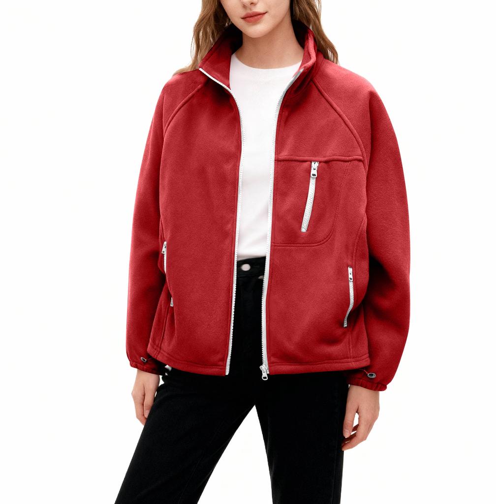 Женское модное повседневное пальто большого размера с длинным рукавом, утолщенное и на флисовой подкладке, со стойкой