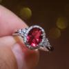 Classic Red Gemstone Ring with Micro-Inlaid Zircon for European and American Fashion Ladies