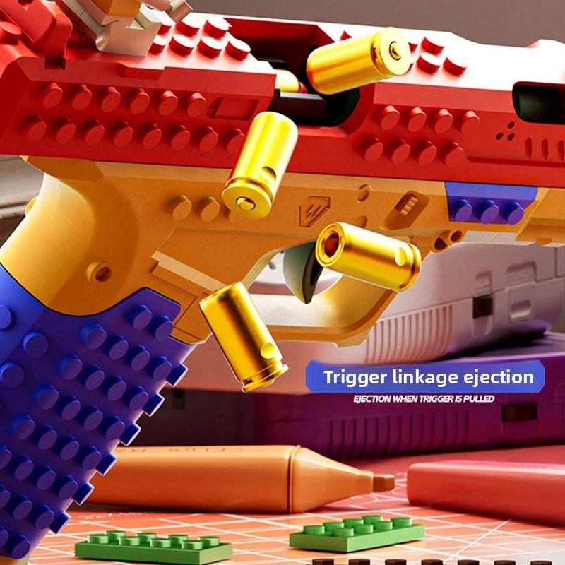 Non-Toxic Sig17 Building Blocks Toy Gun Auto Firing Eject Shell Blowback Soft Bullet Pistol Outdoor War Game For Children Adults Gift