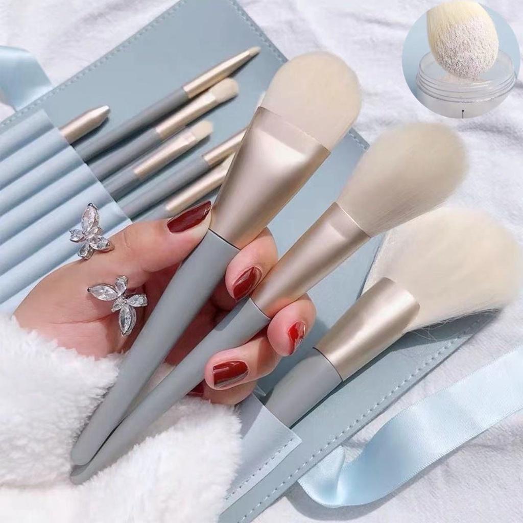 10 Makeup Brushes Super Soft Hair Novice Foundation Loose Powder Eyeshadow Cheeks Red Lip Brush Set Brush Student Makeup Tools Multi-functional