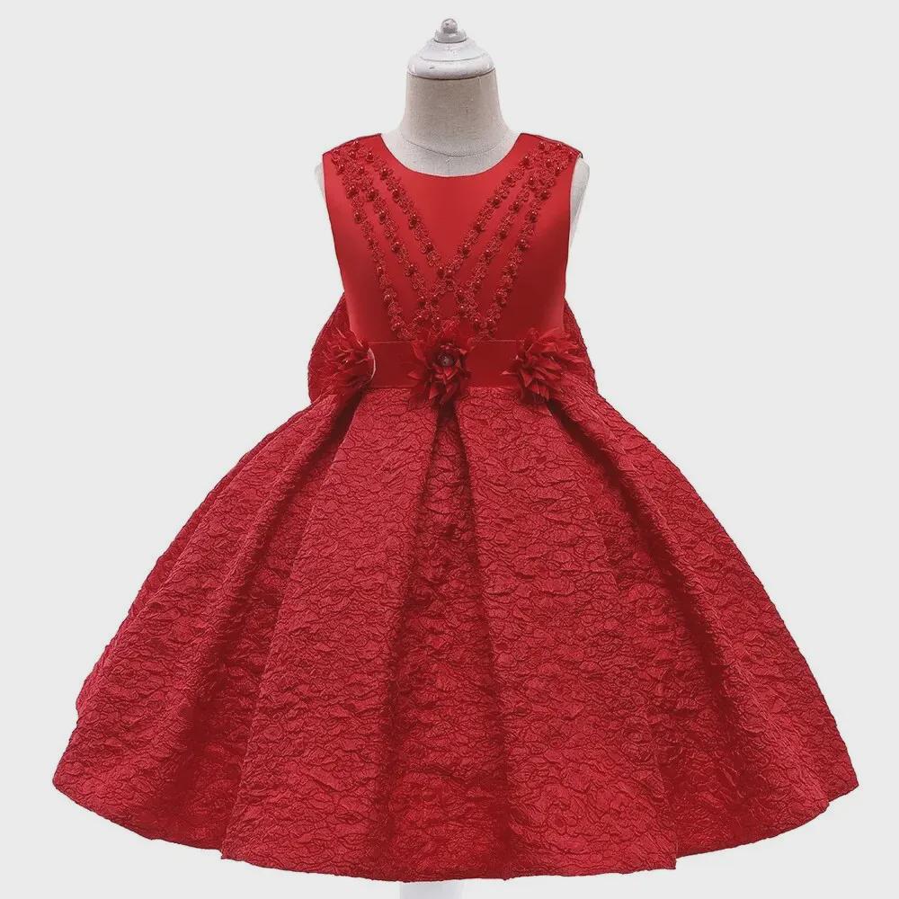 2024 European & American Flower Girl Backless Princess Dress with Bow