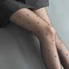Women's Black Polka Dot Love Heart Ultra-Thin Silk Pantyhose - Spring/Summer Anti-Snag Sexy Stockings