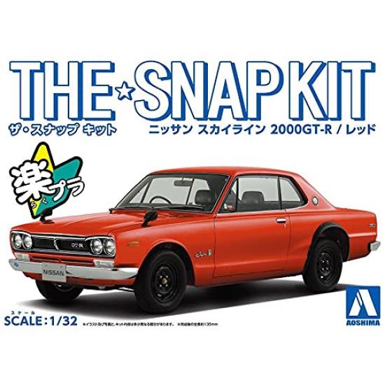Aoshima Bunka Kyozai Серия Snap Kit Nissan Skyline Красный Пластиковая Модель (АОСИМА) 1/32 2000GT-R Предварительно окрашенный 09-C