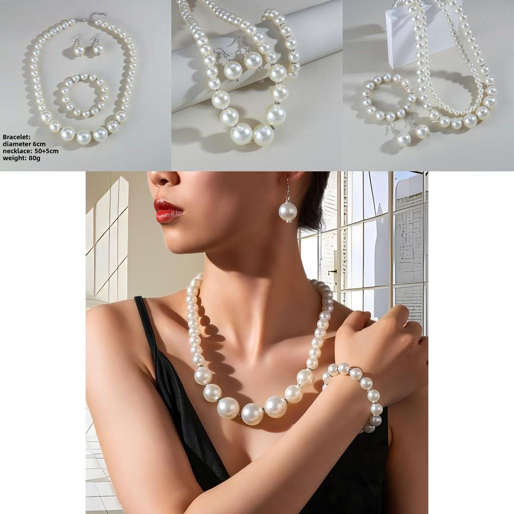 Pearl Jewelry Set With Geometric Pendant For Women And Men