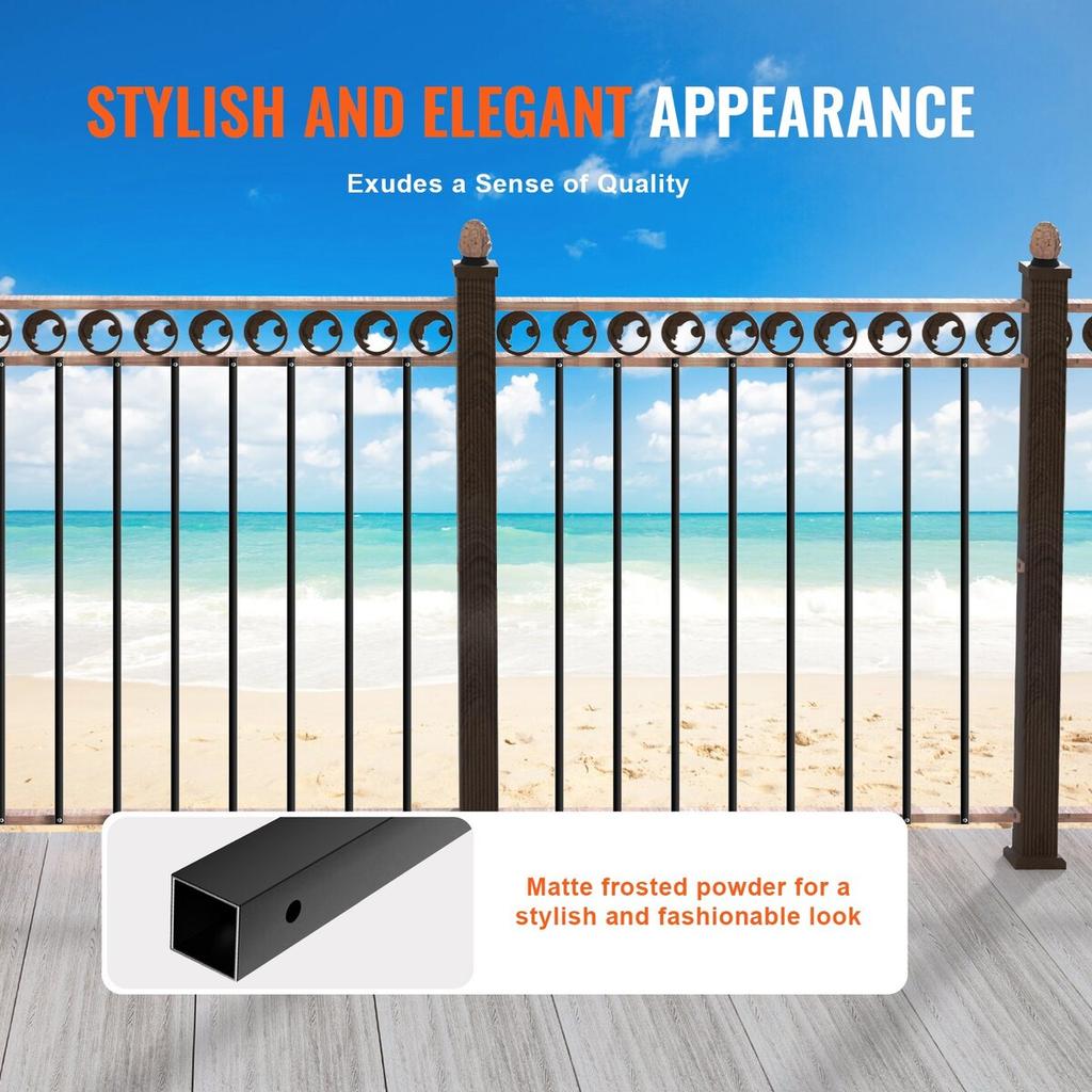 Staircase Metal Balusters, 44'' x 0.5'' Square Aluminum Alloy Decorative Banister Spindles, 31 Pack Deck Baluster with Screws, Classic Hollow Straight