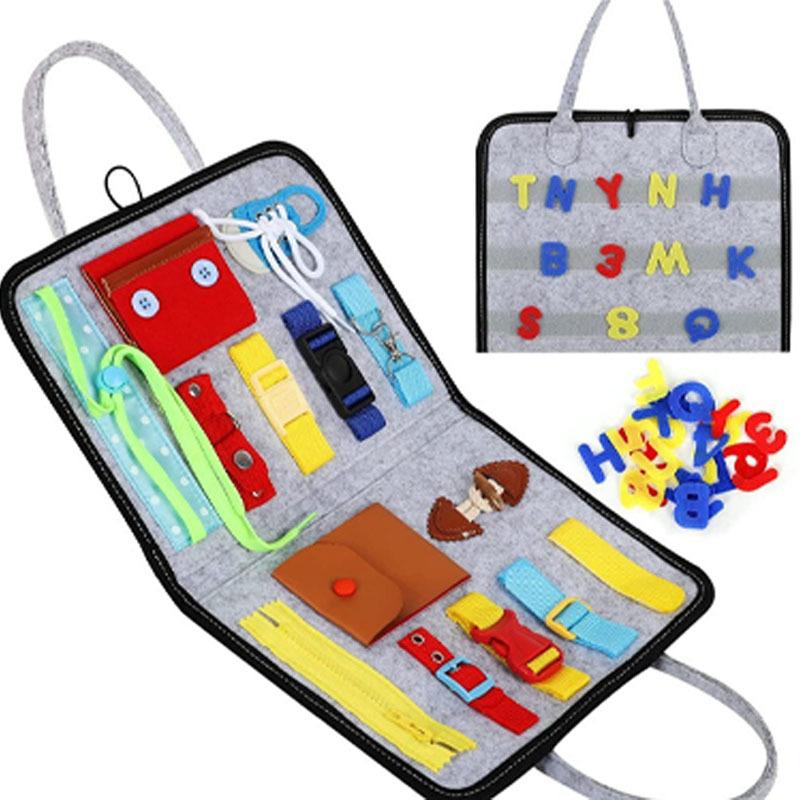 Sensory Play Board Busy Board Montessori Leaning Toys For Toddlers Foldable Sensory Toy Toddler Activity Board-Educational Learn