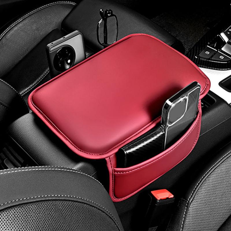 Подушка для подлокотника автомобиля, подушка для подлокотника из искусственной кожи с сумкой для хранения с обеих сторон