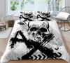 Bedding Set 3D Skull Print Home Bed Cover Homes Bedclothes Pillowcase Breathable Warm Comforter Duvet Covers
