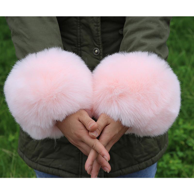Женские плюшевые манжеты из искусственного меха, теплые пушистые мягкие перчатки на запястье, зимние перчатки