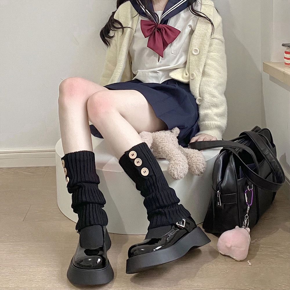 Черные гетры готическая лолита вязаные длинные носки стильные аксессуары для женщин