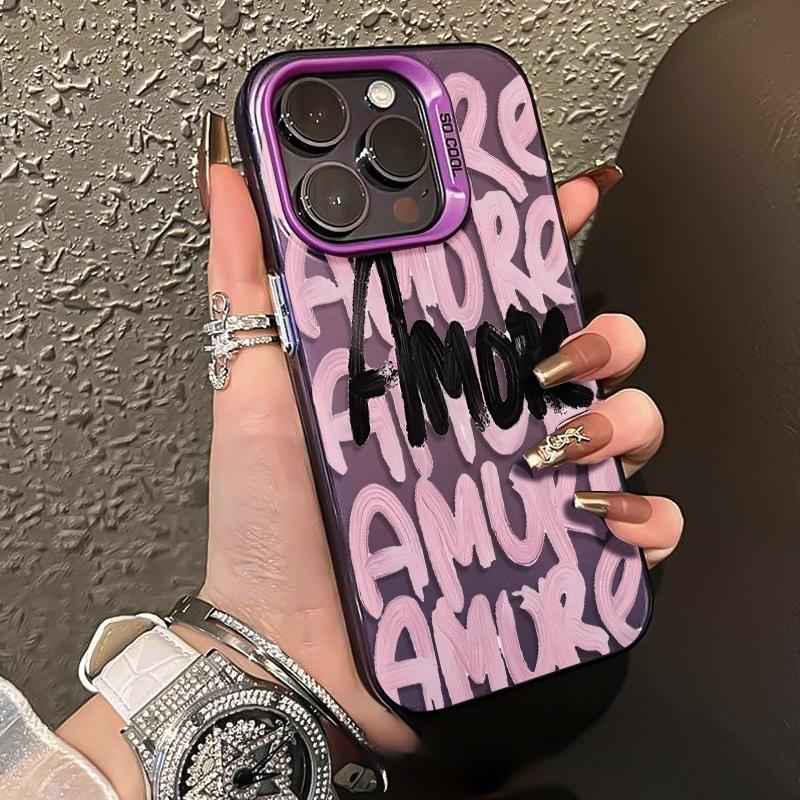 Чехлы для iPhone 17 Pro Max Розовый Чехол для телефона с узором Английские граффити Для iPhone Air 17E 16 15 14 13 12 11 8 7 Plus XS XR X Чехол