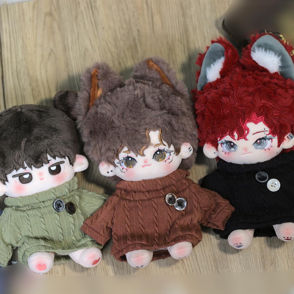 Niannyyhouse 10cm-15cm 20cm Plush Clothes, Turtleneck Sweater, Cotton Doll Clothes, Dress-Up (Light Brown, 20cm)