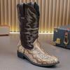 МодаРетро Стиль Ковбойские сапоги Панк Стиль Мужские сапоги до середины голени Вестерн Сапоги для отдыха Прогулочные сапоги из искусственной кожи Мужские туфли без застежек Высокие туфли