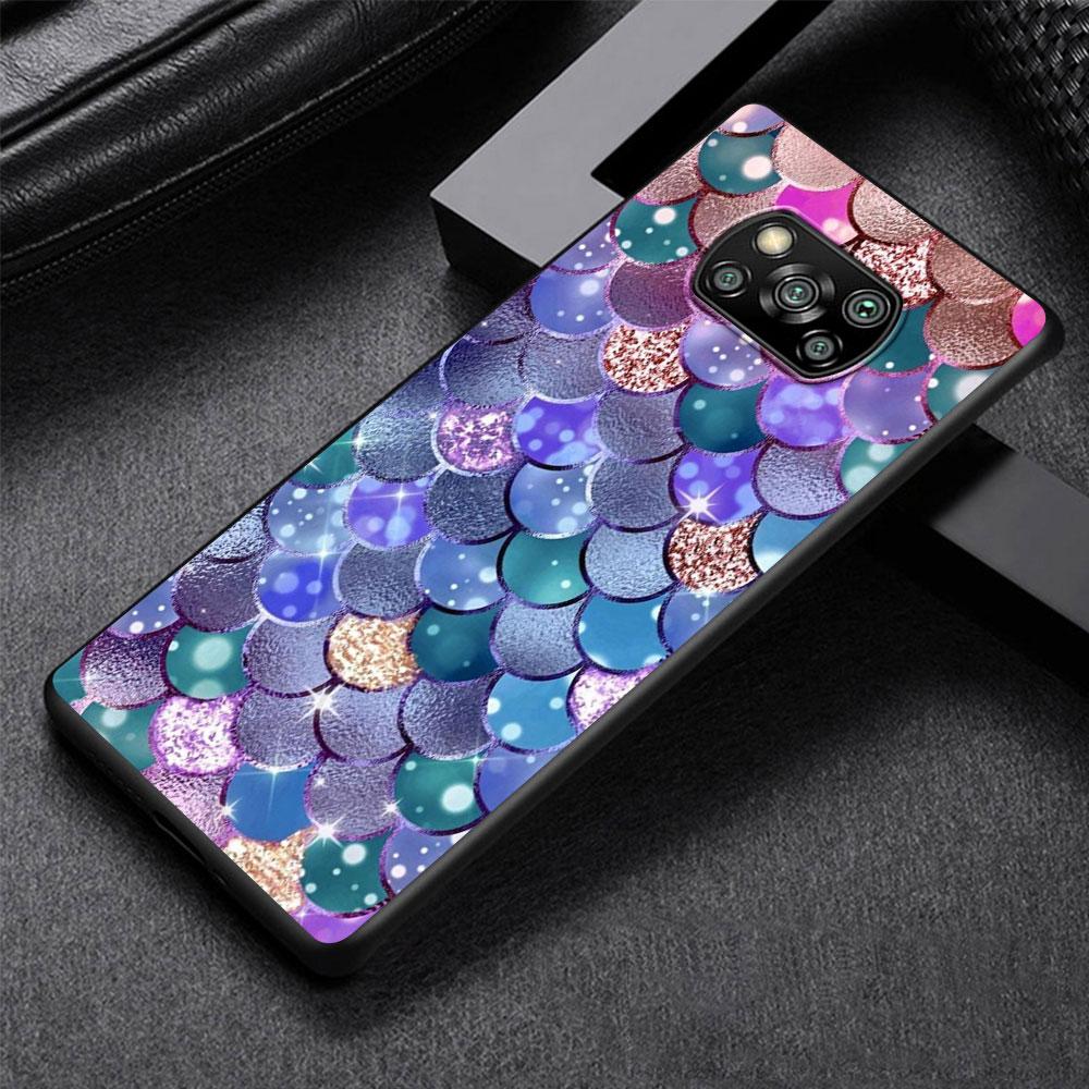 Mermaid Cool Case for Xiaomi Poco X3 NFC X5 F4 F3 M4 Pro X4 GT M5s M5 Pocophone F1 M3 Black TPU Phone Cover Shell
