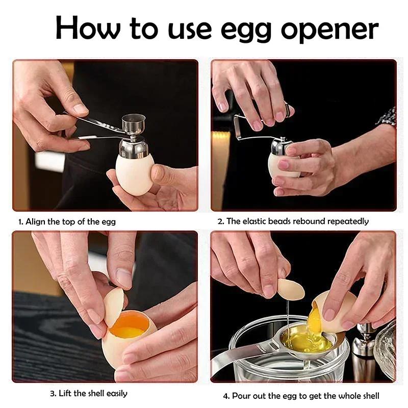 Eggshell Bottle Opener Eggshell Cutter Opener Double-headed Metal Boiled Egg Creative Gadgets Kitchen Cooking Accessories Tools