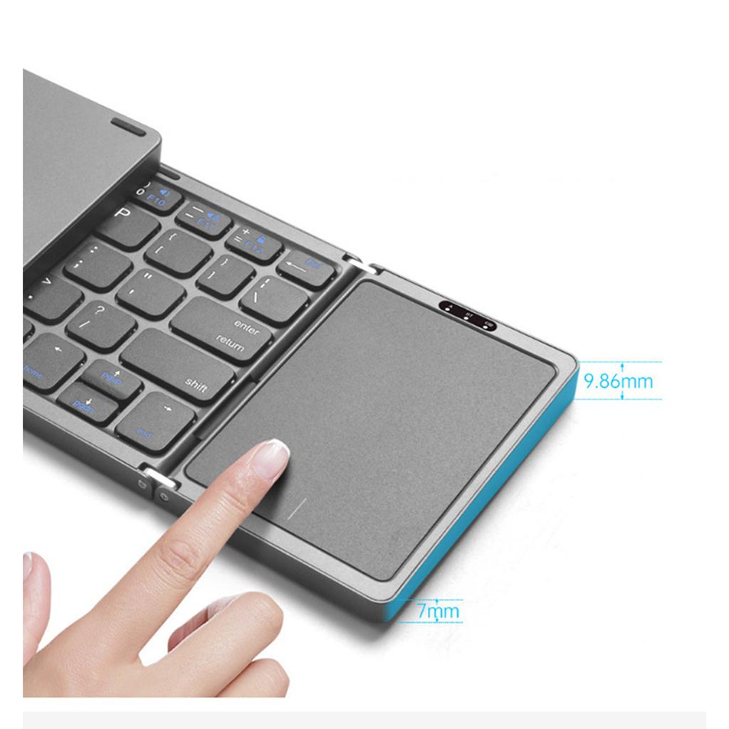 Tri-fold Wireless Bluetooth Keyboard with Touch Pad for Multiple Systems for Mobile Phones and Tablets