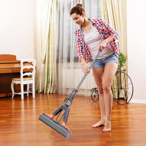 Floor Roller Mop, Cleaning PVA Sponge Floor Squeeze Mop | Floor Roller Mop for Marble Floors, Removes Dirt, Dust, and Hair, with Sponge Head Refills,