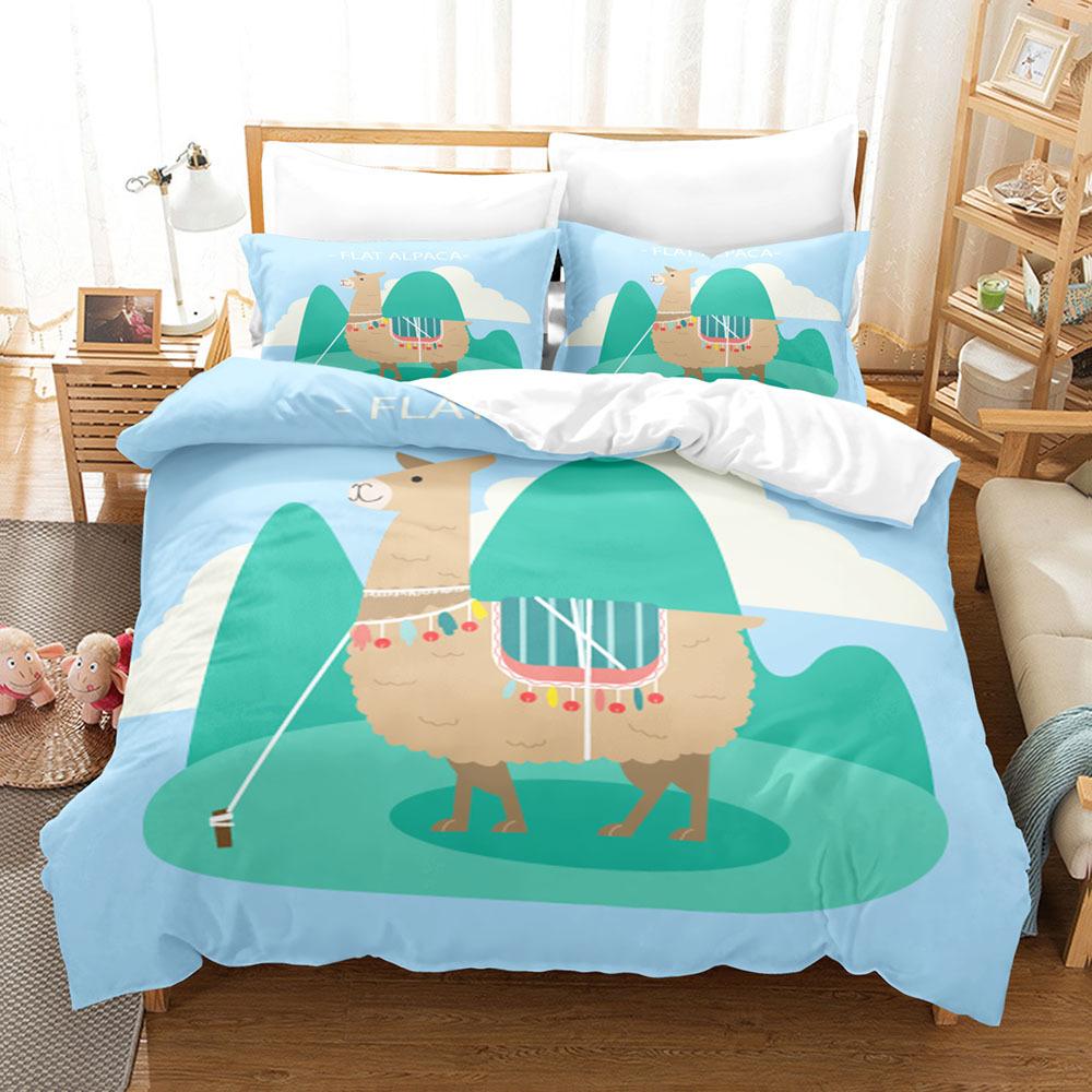 Комплект постельного белья с изображением животных, мультяшный узор в виде белой овцы, кавайный, King Queen Twin, полный размер для детей и подростков, комплект постельного белья из полиэстера