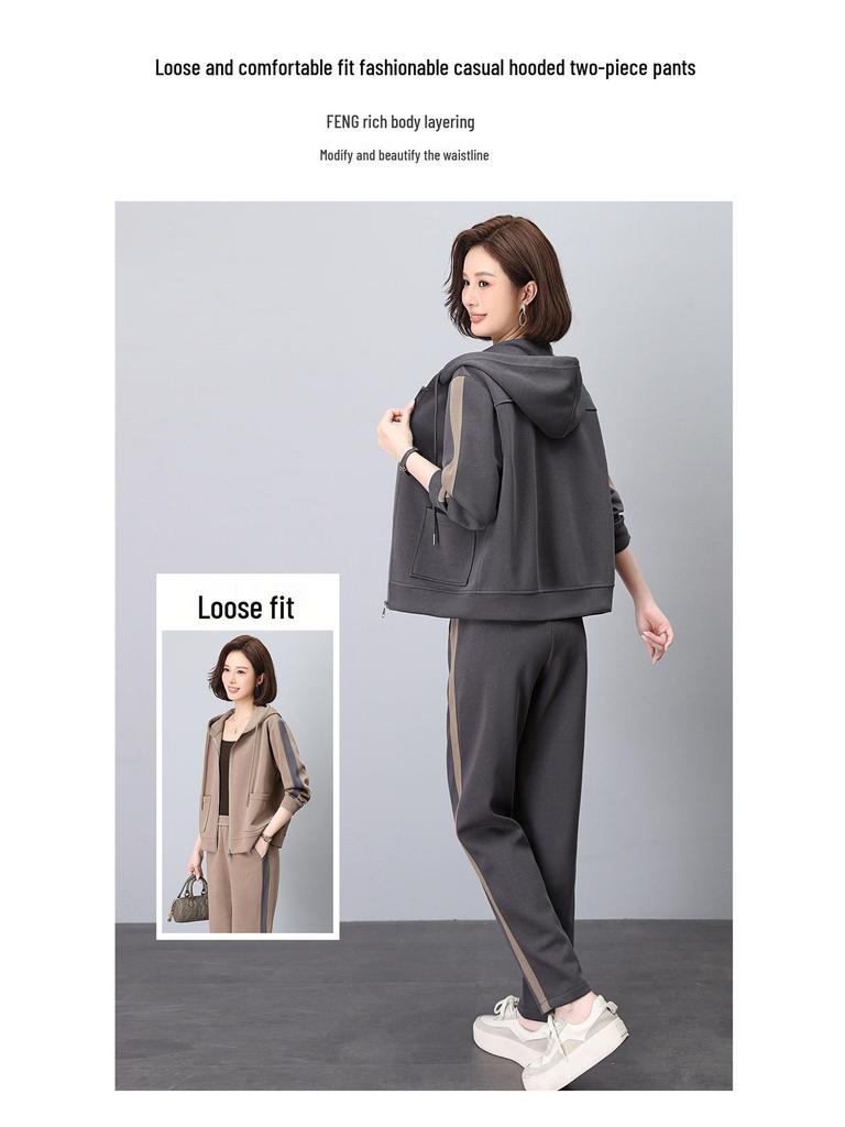 Женский спортивный костюм кэжуал высокого класса - Модный свитшот-двойка Весна/Осень 2024