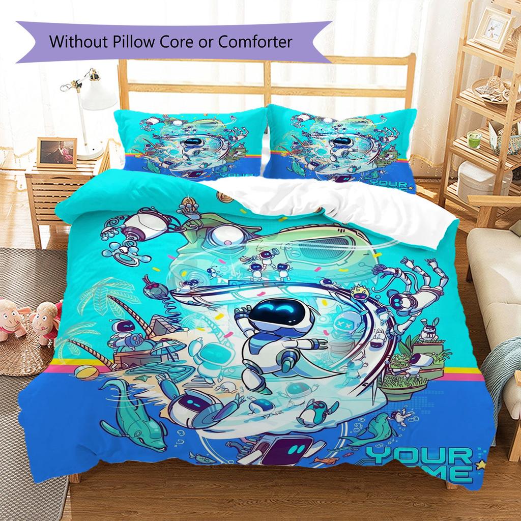ASTRO BOT Custom Name Pattern Bedding,Quilt Set Quilt Cover Pillowcase Home Birthday Gift(1 * duvet cover + 2 * pillowcase, without core)