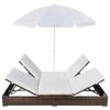 vidaXL Outdoor-Loungebett mit Sonnenschirm Poly Rattan Braun