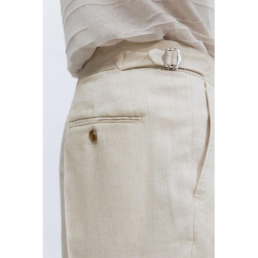 H M Linen Blend Suit Pants Regular Fit ligHt Beige