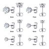 LUXUSTEEL 6Pairs/Set CZ Stud Earrings Stainless Steel Round White Cubic Zirconia Hypoallergenic 6 Claws Earring Trendy Jewelry