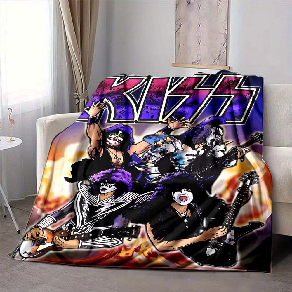 1 шт. Плед с логотипом группы KISS Легкий фланелевый плед Покрывало для дивана, кровати, путешествий, кемпинга, гостиной, офиса, дивана