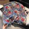 Четыре сезона НОВЫЙ Цветочный Квадратный Платок Женский Атласный Шаль Парео Хиджаб Женский Волосы Роскошный Головной Платок Пляжная Защита от Солнца Бандана