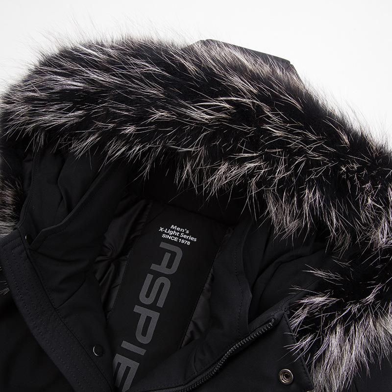 Мужская зимняя куртка-пуховик с воротником из меха серебристой лисы, утепленная, утепленная, средней длины, для мужчин