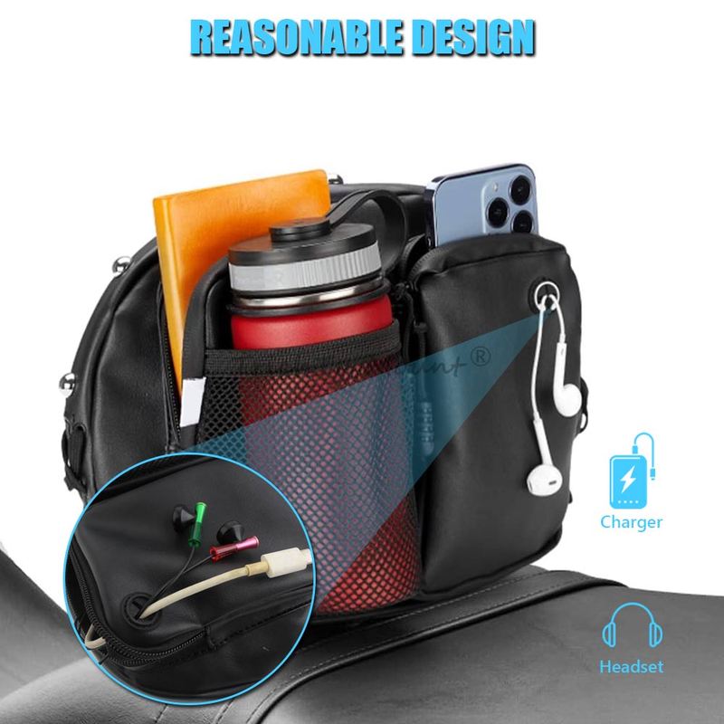 Motorcycle Part Rider Sissy Bar Backrest Organizer Bag Drink Holder Multi Functiona Bags For Harley Touring Softail Sportster