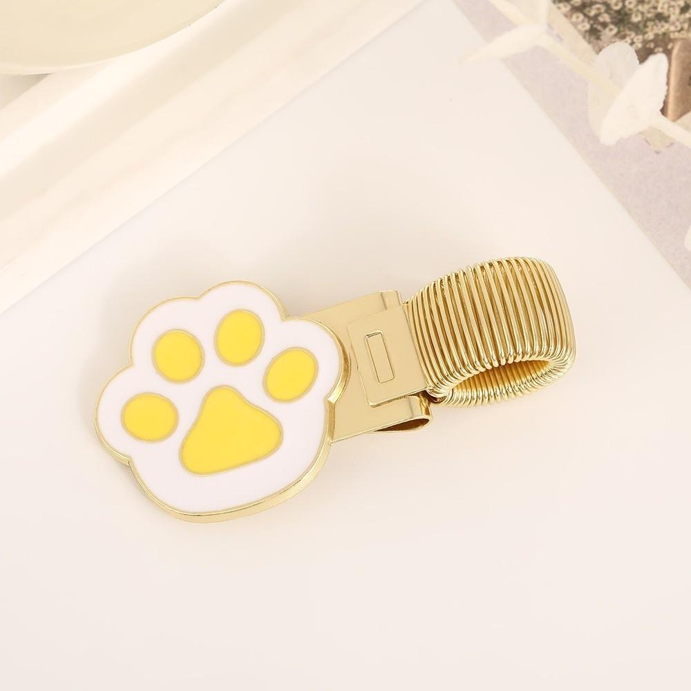 Durable Cat Paw Pen Clip Heavy-Duty Notebook Pen Holder Puppy Pen Clip with Spring Student Use