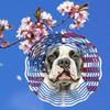 Patriotic Metal Wind Chime American Flag Bulldog Design Dual Direction Rotating Garden Decor No Power Needed Easy To Install