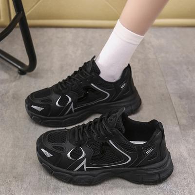 Женская обувь весна и осень 2024 года, обувь для папы, универсальная обувь для бега на платформе, сетка, трендовая повседневная обувь для студентов, белые туфли