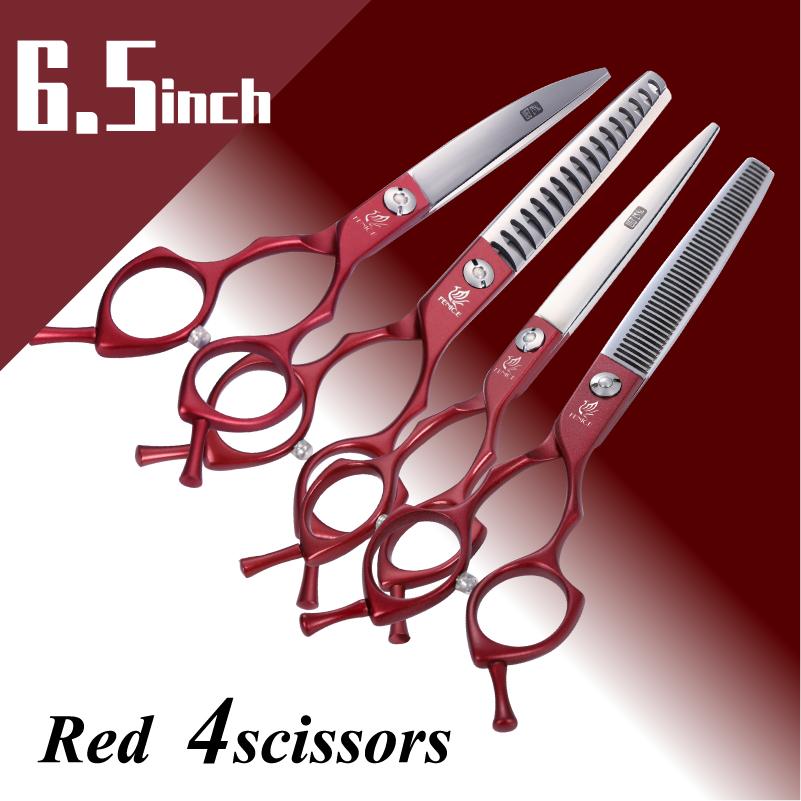 Fenice JP440C Pet Grooming Scissors Set 6.5/7 Inch Straight Curved Dog Grooming Shears Thinning Chunker for Professional Groomer